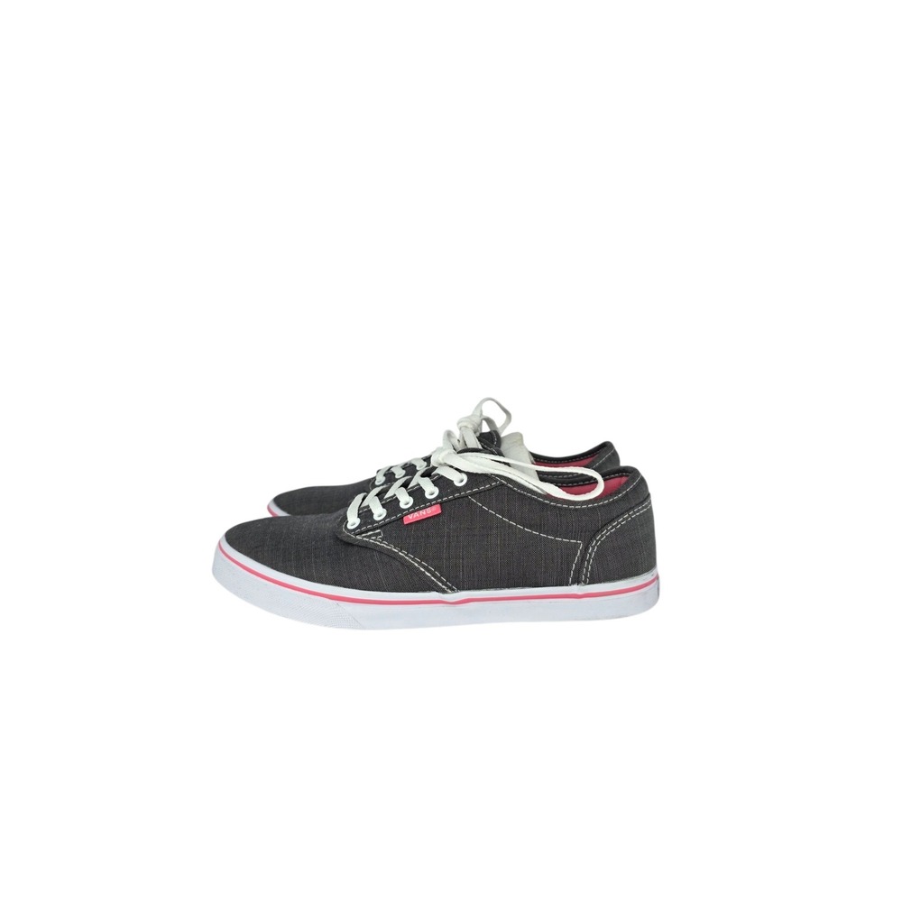 Vans Atwood Sneakers Womens 6.5 Gray Canvas Low Top Pink Trim Classic Shoes